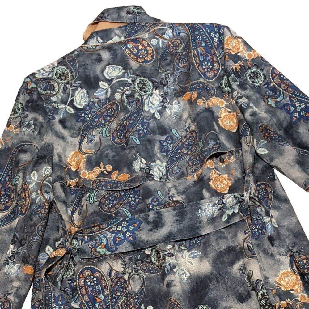 Solitaire women's faux suede belted paisley floral boho 20-658 career jacket M - Picture 8 of 9
